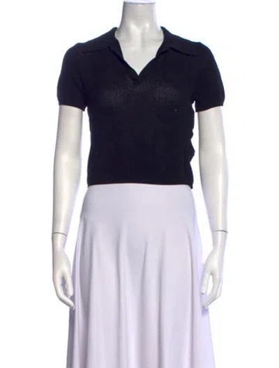 Pre-owned Live The Process V-neck Short Sleeve Crop Top In Black