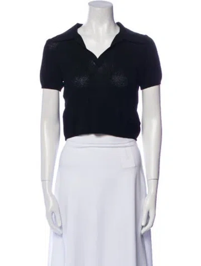 Pre-owned Live The Process V-neck Short Sleeve Crop Top In Blue