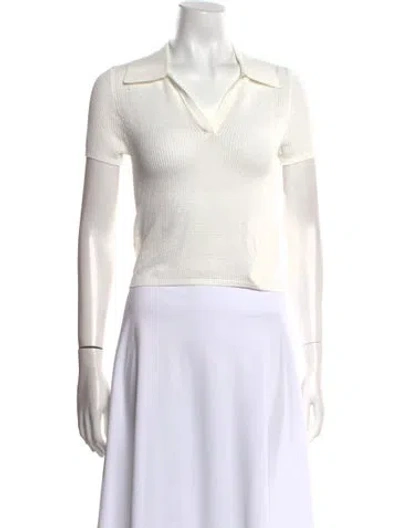 Pre-owned Live The Process V-neck Short Sleeve Crop Top In Neutral