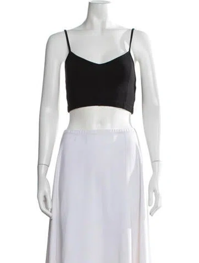 Pre-owned Live The Process V-neck Sleeveless Crop Top In Black