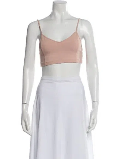 Pre-owned Live The Process V-neck Sleeveless Crop Top In Neutral