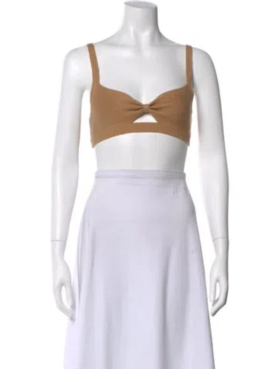Pre-owned Live The Process V-neck Sleeveless Crop Top In Neutral