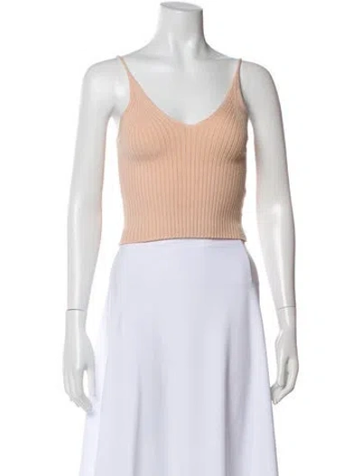 Pre-owned Live The Process V-neck Sleeveless Crop Top In Pink