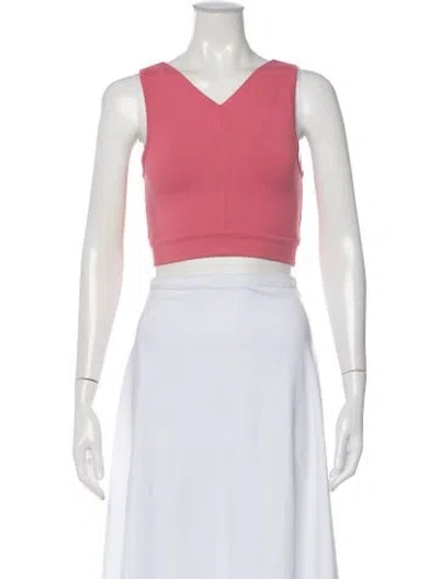 Pre-owned Live The Process V-neck Sleeveless Crop Top In Pink