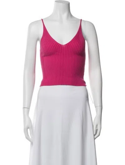 Pre-owned Live The Process V-neck Sleeveless Crop Top In Pink