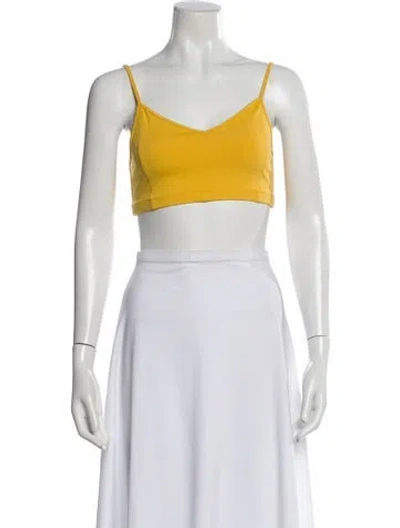 Pre-owned Live The Process V-neck Sleeveless Crop Top In Yellow