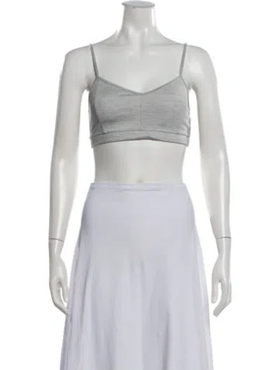 Pre-owned Live The Process V-neck Sleeveless Sports Bra In Grey