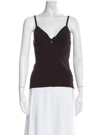 Pre-owned Live The Process V-neck Sleeveless Top In Brown