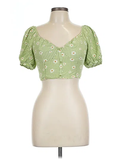 Pre-owned Live To Be Spoiled Short Sleeve Blouse In Green