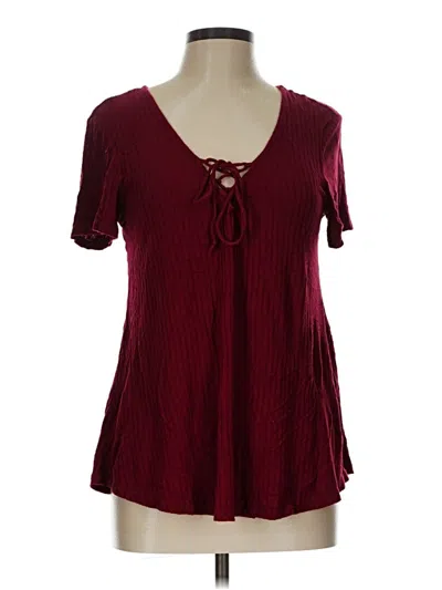Pre-owned Live To Be Spoiled Short Sleeve Henley Shirt In Burgundy