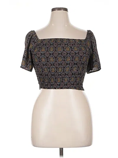 Pre-owned Live To Be Spoiled Short Sleeve Top Brown Square Neckline Tops