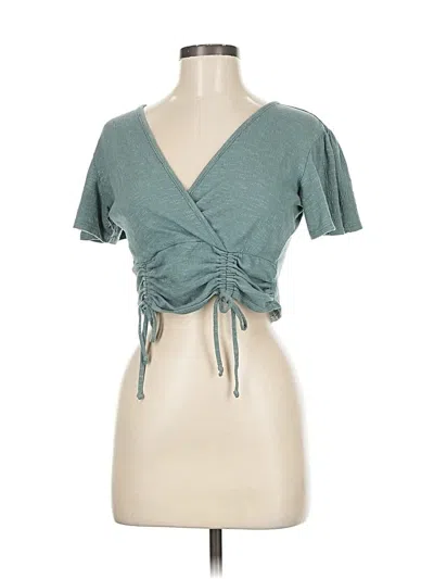 Pre-owned Live To Be Spoiled Short Sleeve Top Green Sweetheart Neckline Tops