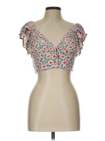 Pre-owned Live To Be Spoiled Short Sleeve Top Pink Sweetheart Neckline Tops