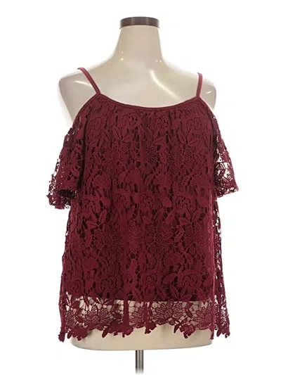 Pre-owned Live To Be Spoiled Sleeveless Top Burgundy Cold Shoulder Neckline Tops