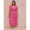 Live Unlimited Abstract Print Gathered Midi Dress In Red