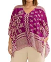 Live Unlimited Bandana Print Chiffon V-neck Top In Purple