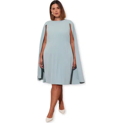 Live Unlimited Cape Knee Length Dress In Pale Blue