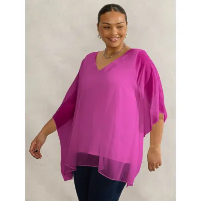 Live Unlimited Chiffon V-neck Overlay Top In Purple