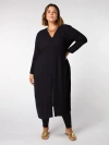 Live Unlimited Crinkle Split Front Longline Tunic In Black