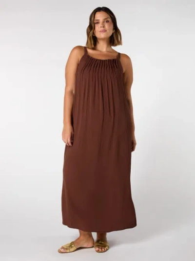 Live Unlimited Crinkle Strappy Dress In Brown