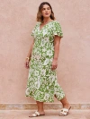 Live Unlimited Floral Flutter Sleeve Dress In Multi