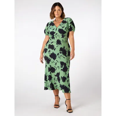 LIVE UNLIMITED LIVE UNLIMITED FLORAL PRINT PUFF SLEEVE MIDI DRESS