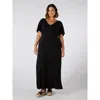 Live Unlimited Jersey V-neck Maxi Dress In Black
