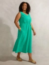 Live Unlimited Linen Blend Drawstring Dress In Green