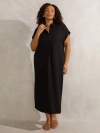 Live Unlimited Linen Midi Shirt Dress In Black