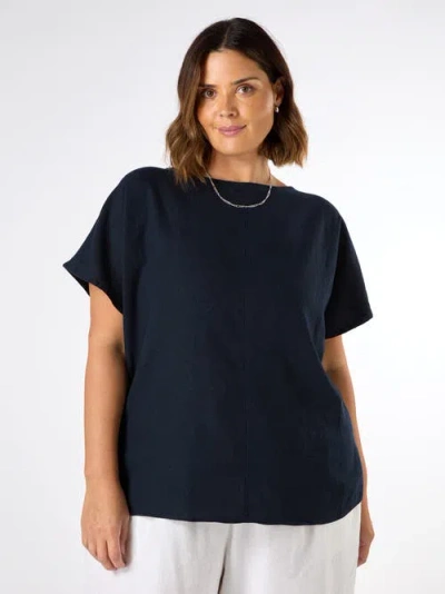 Live Unlimited Linen Seamed Detail Top In Blue