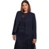 Shop Live Unlimited Navy Cropped Peplum Blazer