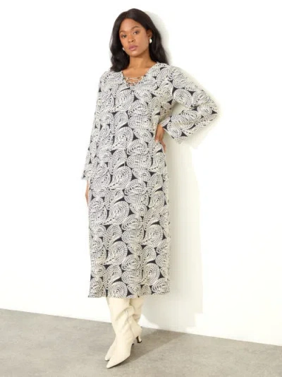 Live Unlimited Paisley Tie Front Midi Dress