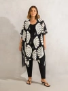 Live Unlimited Shell Print Longline Kimono In Black