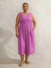 Live Unlimited V-neck Elasticated Waist Dress In Purple