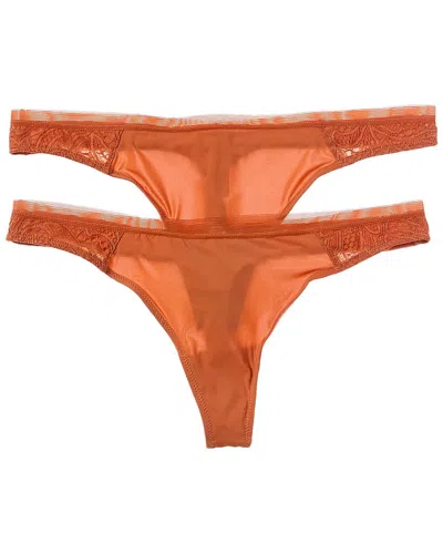 Lively 2pk The Palm Lace Thong In Orange
