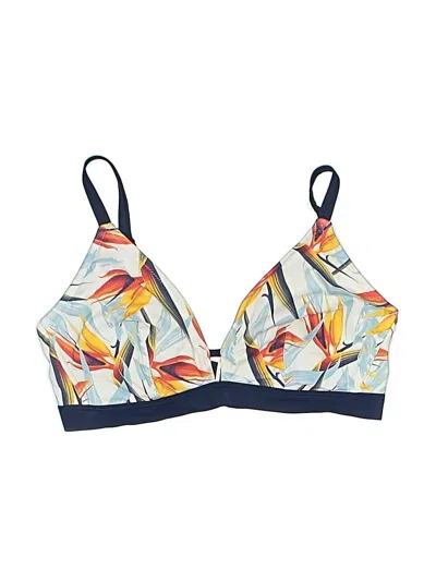 Pre-owned Lively Swimsuit Top Blue Tropical Pattern Swimwear