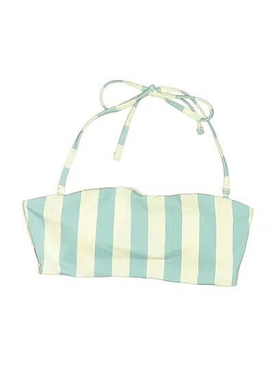 Pre-owned Lively Swimsuit Top Green Stripes Pattern Swimwear