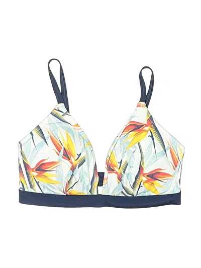 Pre-owned Lively Swimsuit Top Ivory Tropical Pattern Swimwear
