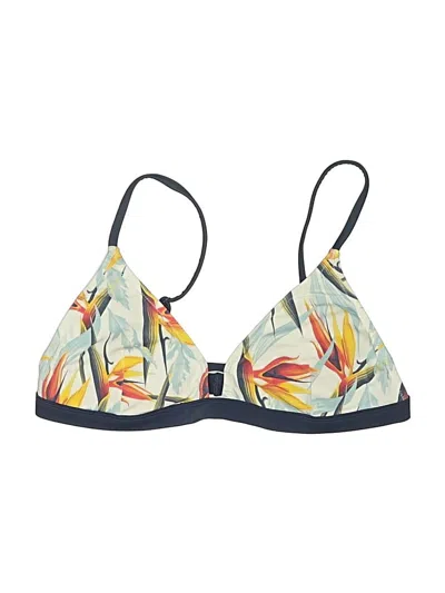 Pre-owned Lively Swimsuit Top Yellow Tropical Pattern Swimwear