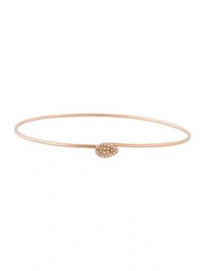 Pre-owned Liven 14k Diamond Pear Shape Pave Hook Bangle, 6.5" In Multicolor