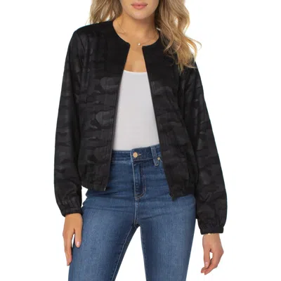 Liverpool Camo Print Basic Collarless Jacket In Black