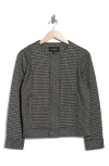 Liverpool Collarless Zip Up Tweed Jacket In Multi