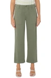 Liverpool Crop Wide Leg Twill Cargo Pants In Martini Olive