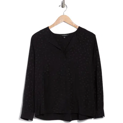 Liverpool Dot Popover Woven Top In Black