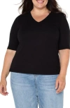 Liverpool Double Layer V-neck Top In Black