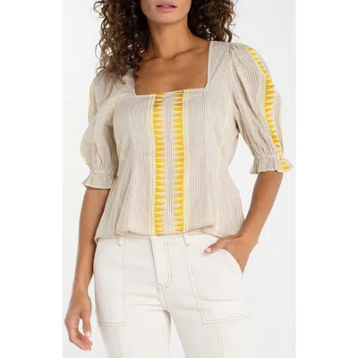 Liverpool Embroidered Puff Sleeve Shirt In Multi