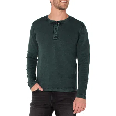 Liverpool Faded Cotton Henley In Green
