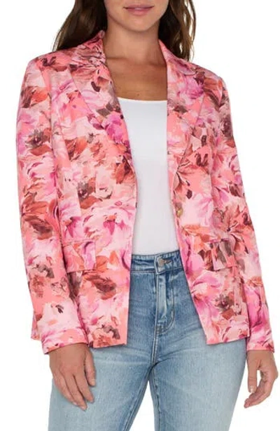 Liverpool Floral One-button Blazer In Pink