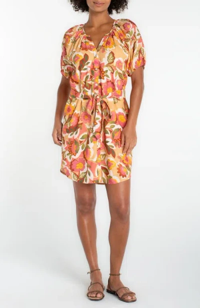 Liverpool Floral Shirred Shirtdress In Multi