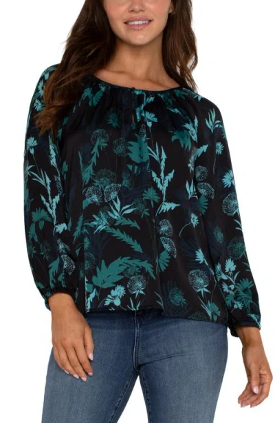 Liverpool Floral Top In Malachite Floral